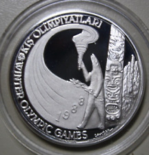 Türkei 10000 Lira 1988 Silber Proof #F5551 "Olympic Games 1988 Calgary" KM#983