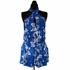 Ella Moss Romper Womens Small Cross Front Neck Blue Stretch - Picture 1 of 8