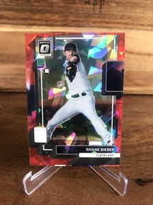 2022 Panini Donruss Optic Shane Bieber Red Cracked Ice Prizm 2/7 Guardians
