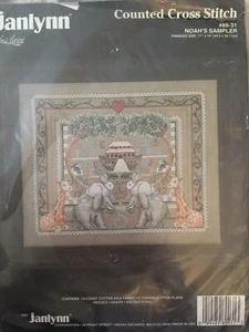 JANLYNN COUNTED CROSS STITCH KIT NOAH'S SAMPLER # 89-31 - Picture 1 of 3