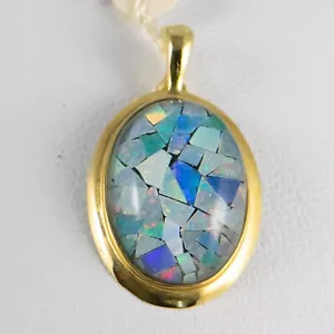 New- 14K Mosaic Opal Pendant Enhancer - Picture 1 of 12