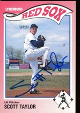 1990 Lynchburg Red Sox SCOTT TAYLOR Signed Card autograph AUTO DEFIANCE, OH