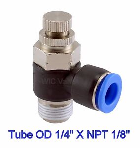 Air Flow Control Valve Tube OD 1/4 X NPT 1/8 Pneumatic Push In Fitting 5 Pieces