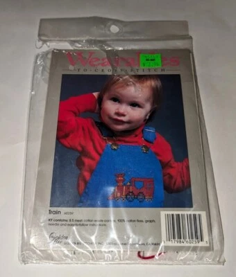 Train Golden Bee Wearables Cross Stitch Kit 60259 For Your Shirt Vintage Kids - Image 1 of 3