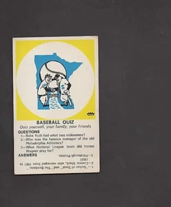 1971 Fleer Baseball Quiz Card ***Minnesota Twins*** - Picture 1 of 2