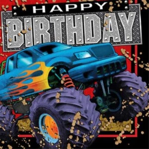 Monster Jam Mudslinger Happy Birthday Lunch Napkins Party Supplies 16 Count - Picture 1 of 1