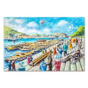 Póster 1940 Póster Lienzo Pinturas, Dibujo Agua Río Barcos Personas - Imagen 1 de 7