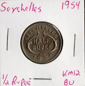 Coin Seychelles (British Crown Colony) 1/2 Rupee 1954 KM12, low mintage - Picture 1 of 4
