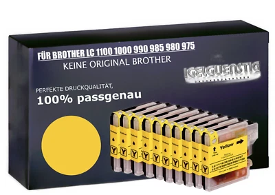 10 Tintenpatronen kompatibel für yellow Brother LC1100 DCP 165C - Bild 1 von 4