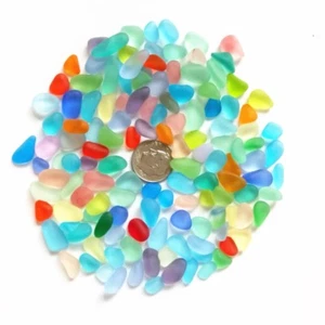 Small Size 8-12 mm Undrilled Beach Glass Sea Glass Beads For Jewelry Making - Picture 1 of 30