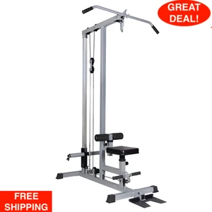 Lat Pull Down Exercise Machine Low Row Bar Cable Fitness Home Gym Body Workout - Picture 1 of 24