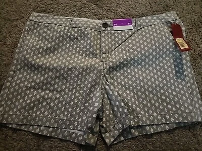 Pantalones Cortos Merona Para Mujer Talla 14 Gris Chino Bolsillos Cinturón Lazos Frente Plano Foto 1 de 4