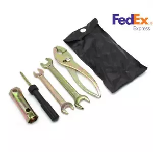 Motorcycle Spark Plug Spanner Wrench Socket Tool Kit + Storage Pocket Universal - Picture 1 of 10