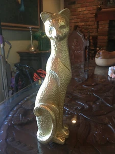 Gold Tone Resin Sitting Cat Figurine 15" tall - Picture 1 of 5
