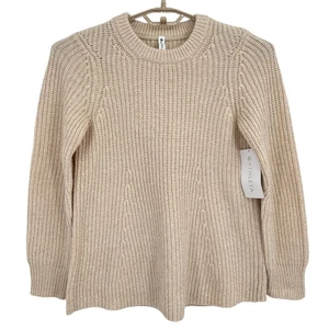 Athleta Sierra Crew Chunky Knit Sweater Ivory Wool Blend Size Small NWT - Picture 1 of 6
