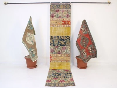 Mosaico de retazos multicolor de corredor largo hecho a mano turco 2x9 1,9x9,0 Foto 1 de 4