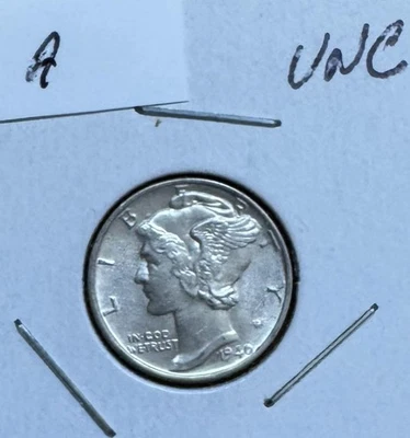 1940 Mercury Dime 90% Silver - UNC - MS - BU   E - Image 1 of 2