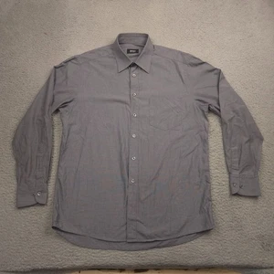 Hugo Boss Mens Dress Shirt 16.5 42 Gray Long Sleeve 100 Cotton Button Up - Picture 1 of 11