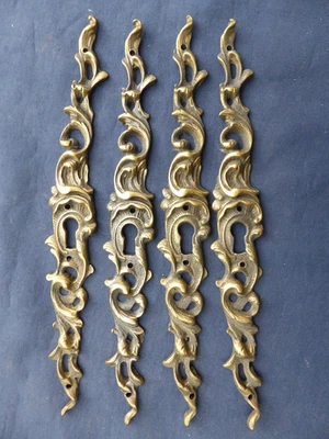 4 entrées de serrure laiton portes meuble style Louis XV hauteur 17,8 cm - Photo 1/4