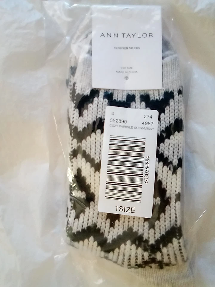 Acogedores calcetines Ann Taylor Fair Isle gris nube jaspeado talla única *NUEVOS ETIQUETAS Foto 1 de 1