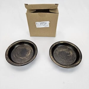 Plato de vela de hierro 2 piezas platillo de metal estilo candelabro negro oro vela ho - Imagen 1 de 7