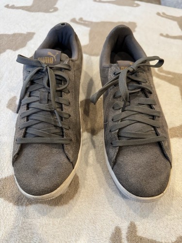 Sneaker PUMA donna taglia 8 bianco grigio scamosciato basse stringate morbida schiuma comode