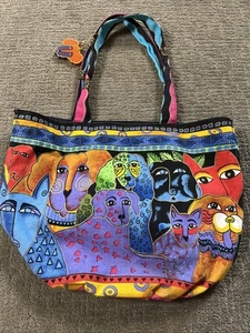 Laurel Burch Cat Dog Bag Handbag Modern Art Tote Purse Dog Charm - Picture 1 of 11