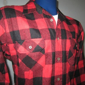 vintage Mens L 1980s SEARS buffalo plaid ACRYLIC Hunter's Lumberjack SHIRT - Picture 1 of 8