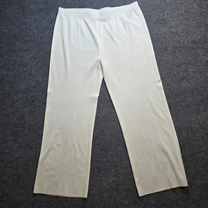 Misook Pants Women Size 3X White Straight Leg Knit No Iron Travel Coastal Resort - Picture 1 of 9