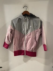 Nike Girls Zip Up Hooded Jacket Sz Small Pink N Gray Tt4 - Picture 1 of 10