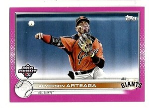 2022 Topps Pro Debut Aeverson Arteaga Fuchsia Pink #PD-200 Sn 176/199 ACL Giants