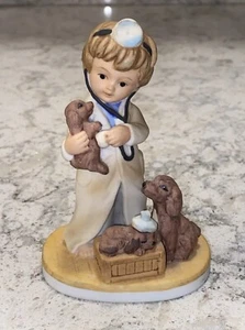 Vintage Napco Ware Figurine Young Boy Doctor Vet Dog with Puppies - Picture 1 of 6