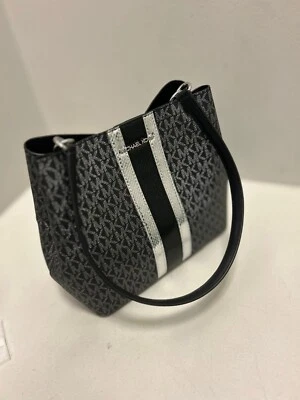 Michael Kors Damas Pratt Mediano Cartera Bolso de Mano Bolso de Hombro Negro MK Logo Foto 1 de 4