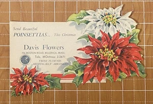 BORRADOR DE TINTA NAVIDAD DAVIS FLOWERS BILLERICA MA TROQUELADO ~ ENVIAR FLORES DE PASCUA - Imagen 1 de 2