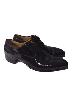 Hideoki Bespoke By Di Bianco Black Patent Leather Lace Up Shoes Sz 13 M - Picture 1 of 7