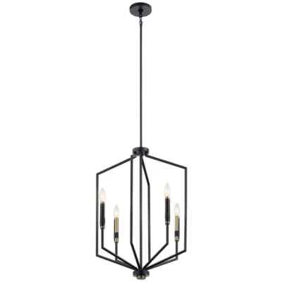 KICHLER Armand 4-Lt Negro con Acento de Bronce Vela Vestíbulo Colgante Luz Colgante Foto 1 de 4