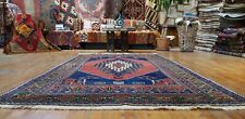 Antique 1930-1940s Natural  Dyes 4'8"x8'2" Wool Pile Dowry Rug Ihlara Valley