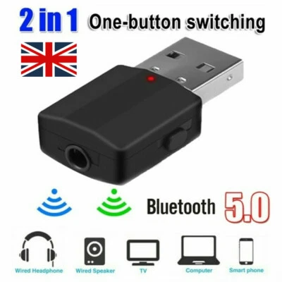 Wireless USB Bluetooth 5.0 Audio Transmitter Receiver AUX Adapter For PC TV Car - Image 1 of 4