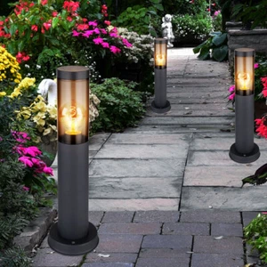 Stehleuchte Sockelleuchte Außenlampe Edelstahl anthrazit rauch Wegelampe 3er Set - Bild 1 von 12