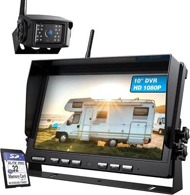 ZEROXCLUB 1080P Wireless Backup Camera System 10 Inch DVR Monitor for RV Truck - Image 1 of 4