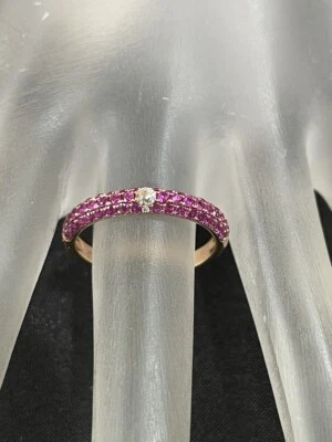 Synthetic Ruby Lady's Stone & Diamond Ring .09 CT. 14K Rose Gold 2.4 (AD1004579) - Image 1 of 4