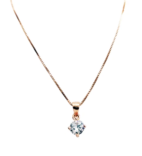 Collana Donna Punto Luce Argento Rosato Rose Gold Con Zircone Bianco Brillante - Immagine 1 di 1