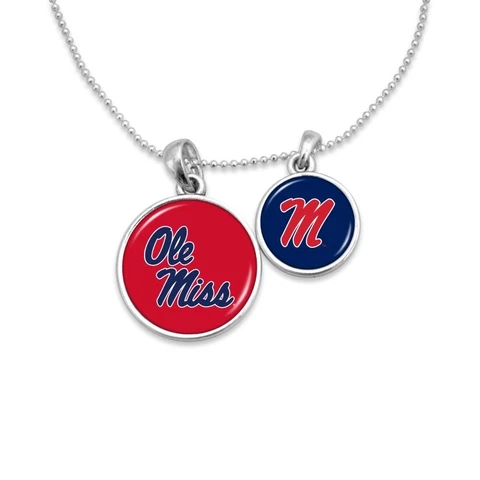 New Ole Miss Rebels Silver 2 Charm Necklace, Gift for Her Mom Cover