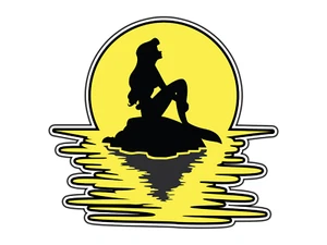 #1284 Ariel Moon Sunrise Silhouette Animado Dibujos Animados Adhesivo Impermeable Vinilo - Imagen 1 de 1