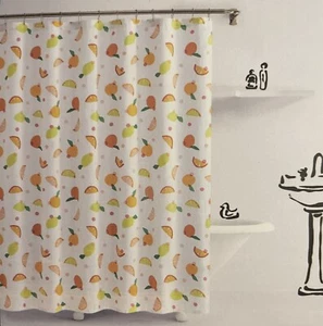 Kate Spade Citrus Lemon ๐ Orange ๐ Dot Fabric Shower Curtain 72" x 72" White - Picture 1 of 5