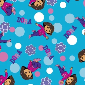 35 inches Nickelodeon Totally Dora The Explorer Floral Dot Blue Flannel - Bild 1 von 1