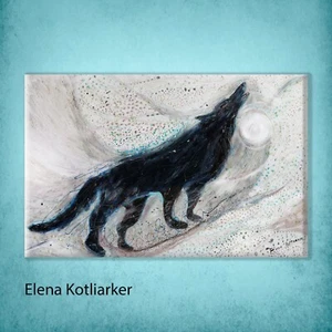 Timberwolf. Black & White limited edition giclee canvas from original painting - Picture 1 of 6