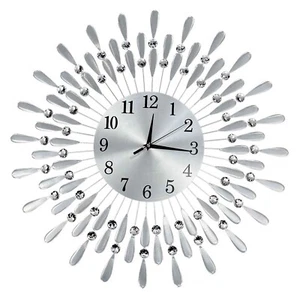 60cm Diamante Beaded Crystals Quartz Jeweled Wall Clock Home Decor Living Room - Picture 1 of 7