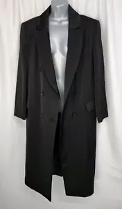 River Island Black Double Breasted Evening Duster Jacket Long Coat BNWT S 10 12 - Picture 1 of 9
