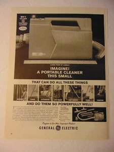 1964 MV-1 PORTABLE GE VAC CLEANER  vintage art print ad - Picture 1 of 1